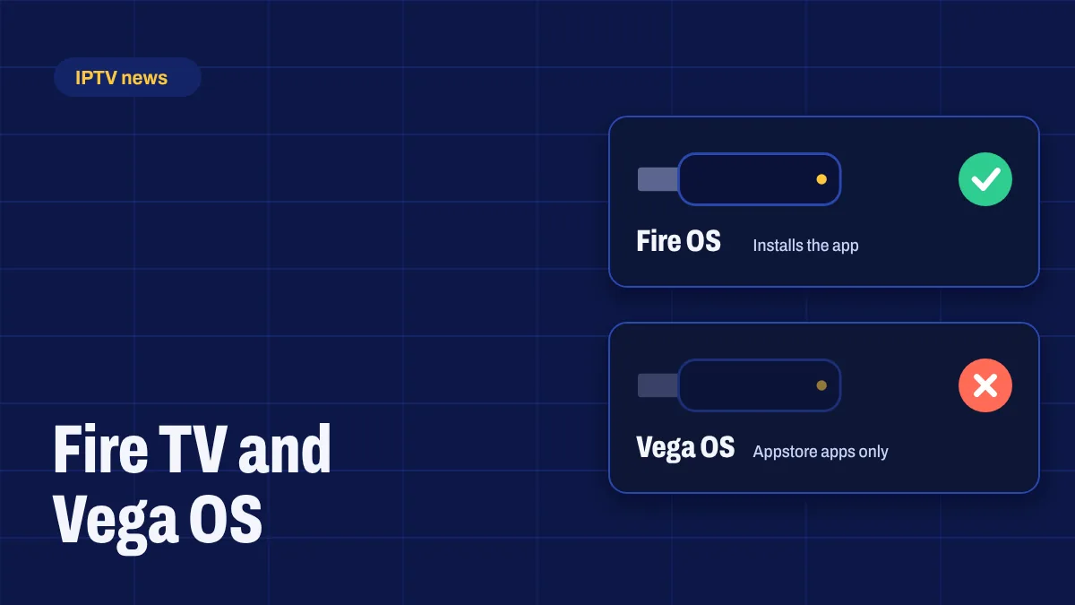 Two Fire TV sticks compared: one running Fire OS, one running Vega OS