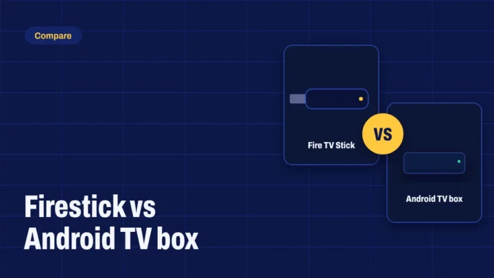 A Fire TV Stick and an Android TV box side by side