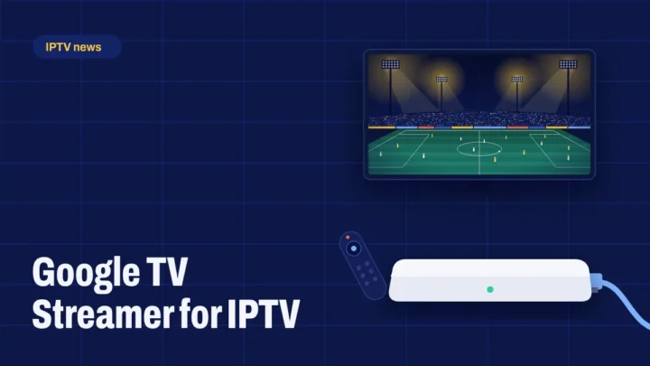 A Google TV streaming box with an Ethernet cable next to a TV remote