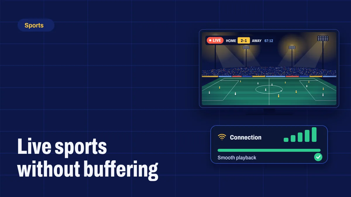 A football match streaming smoothly with a connection strength meter